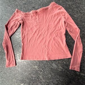 Cotton On Dusty Pink Off-Shoulder Long Sleeve Top